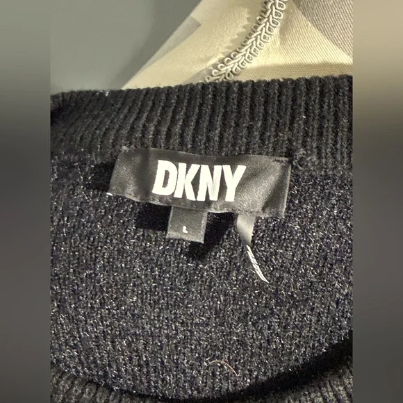 DKNY Women's Geometric Sweater - Black, Gray, and White - Picture 10 of 13